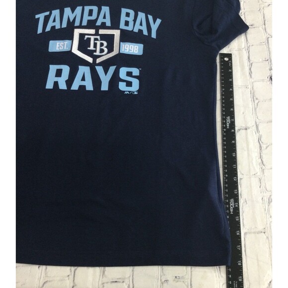 Majestic T-Shirt Women’s Size L Blue Tampa Bay Rays Embroidered Logo Graphic - Picture 6 of 9